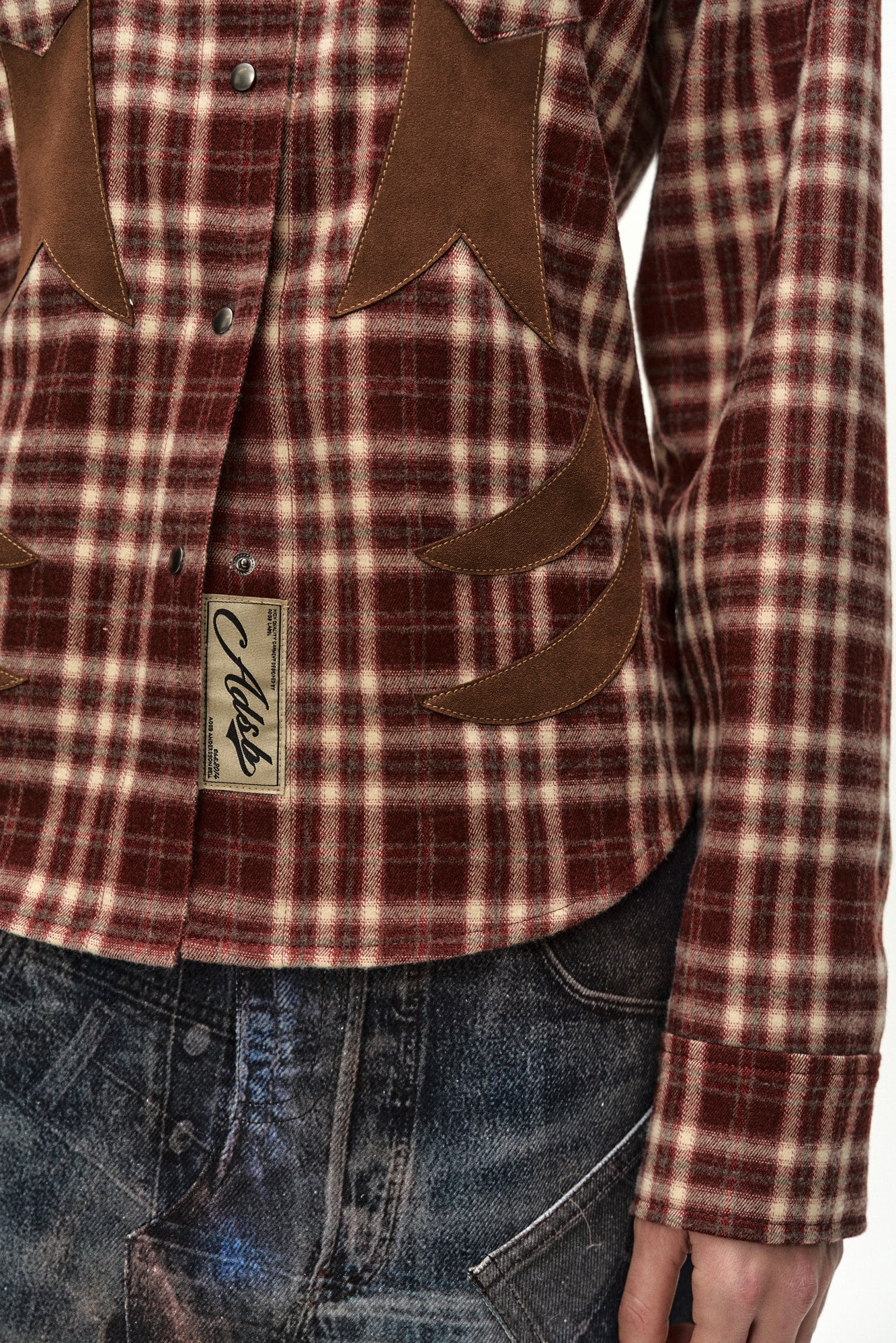 Andersson Bell - Checkered Western Patched Shirt (red) (Red) product image 7 | TRAB K-Fashion Australia