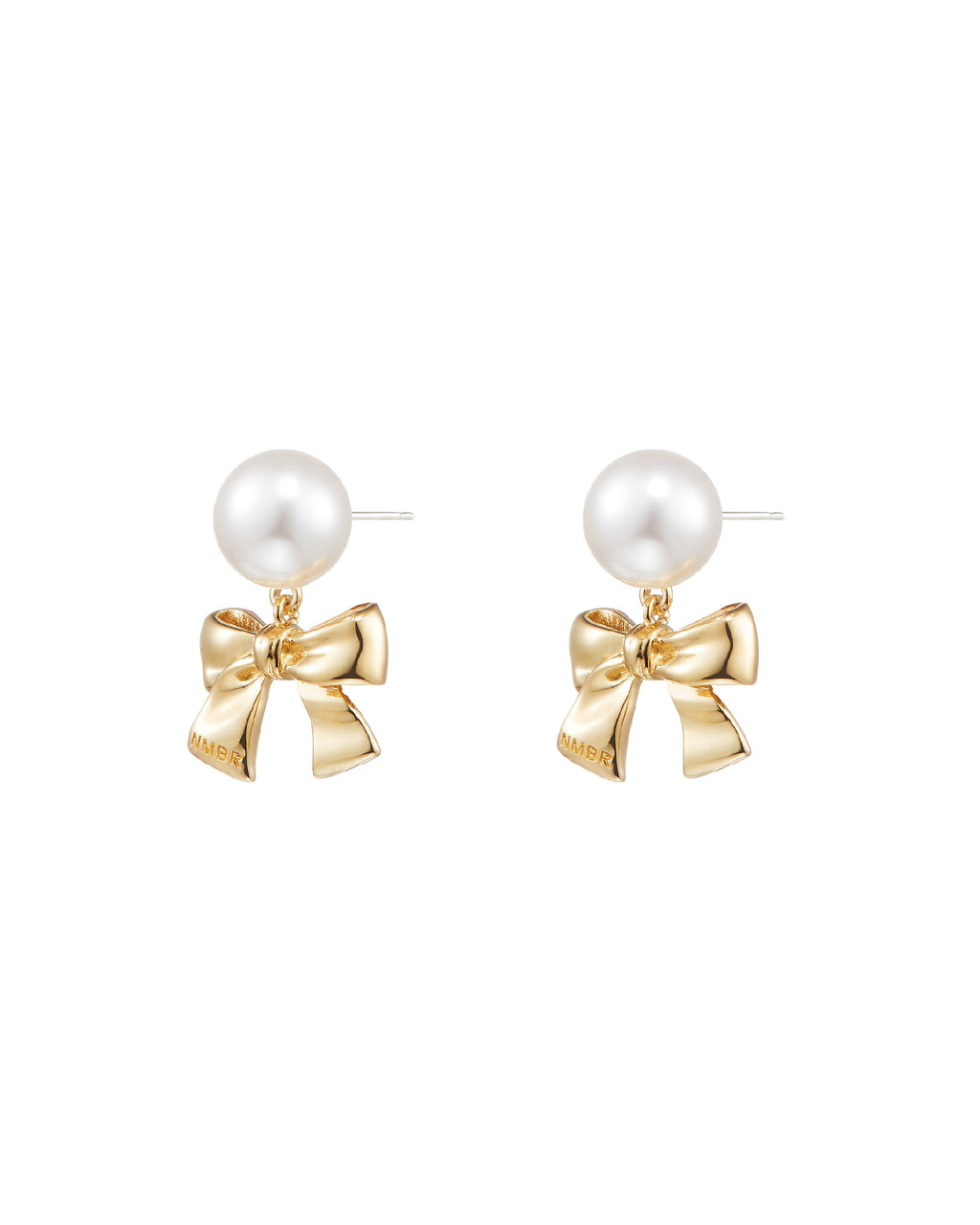 Numbering - Ribbon Dropped Pearl Earrings #9118 product image 4 | TRAB K-Fashion Australia