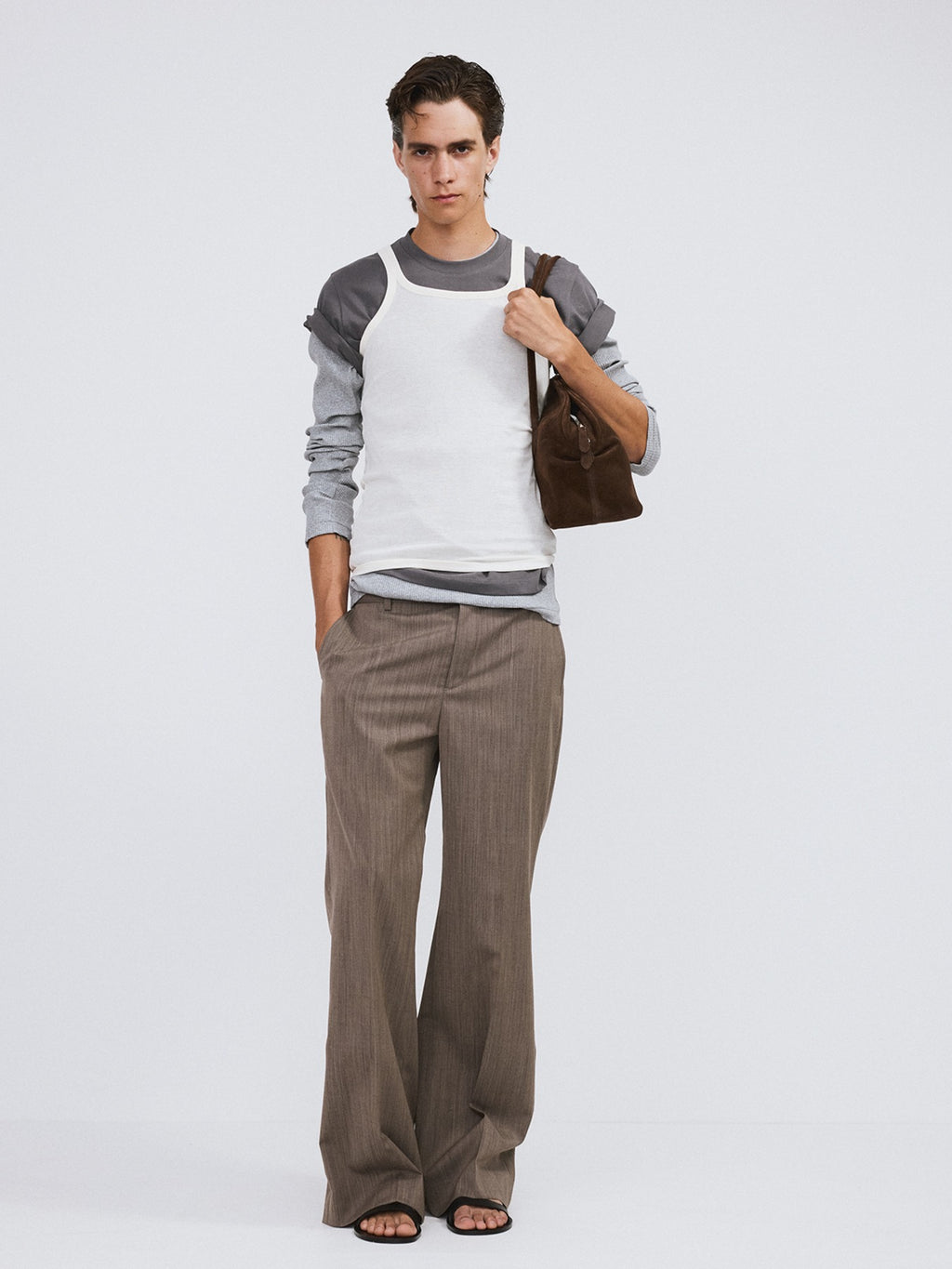Recto - Flare Fit Suit Pants (Sepia) product image 1 | TRAB K-Fashion Australia