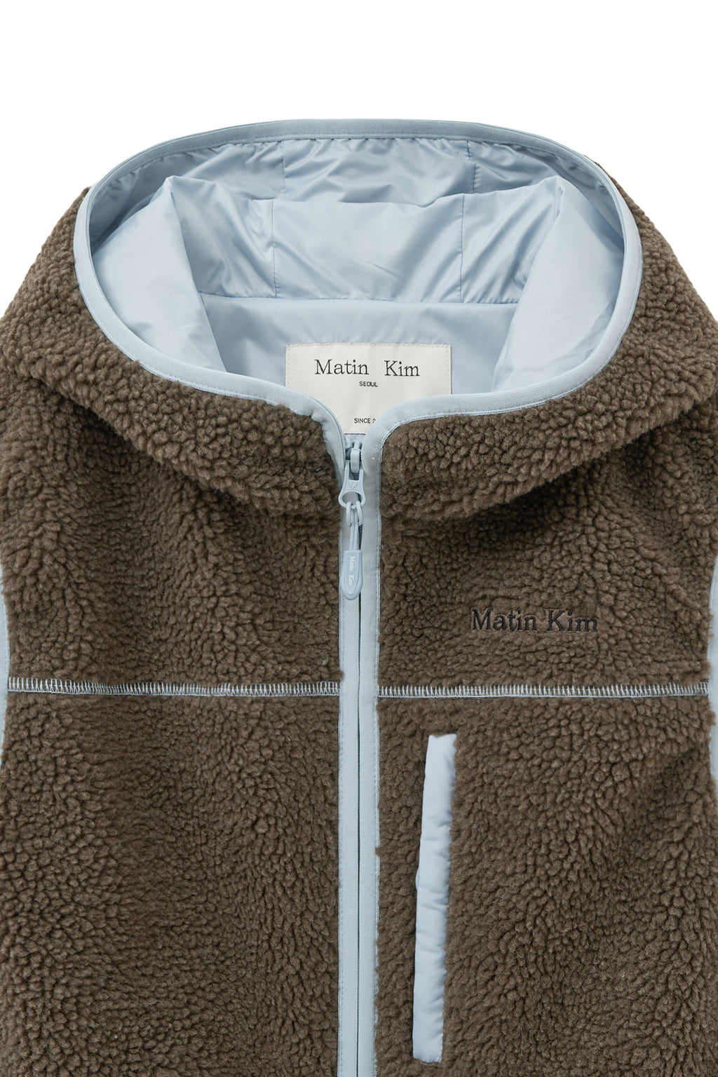 Matin Kim - Fleece Hoody Vest (Dark Brown) product image 4 | TRAB K-Fashion Australia