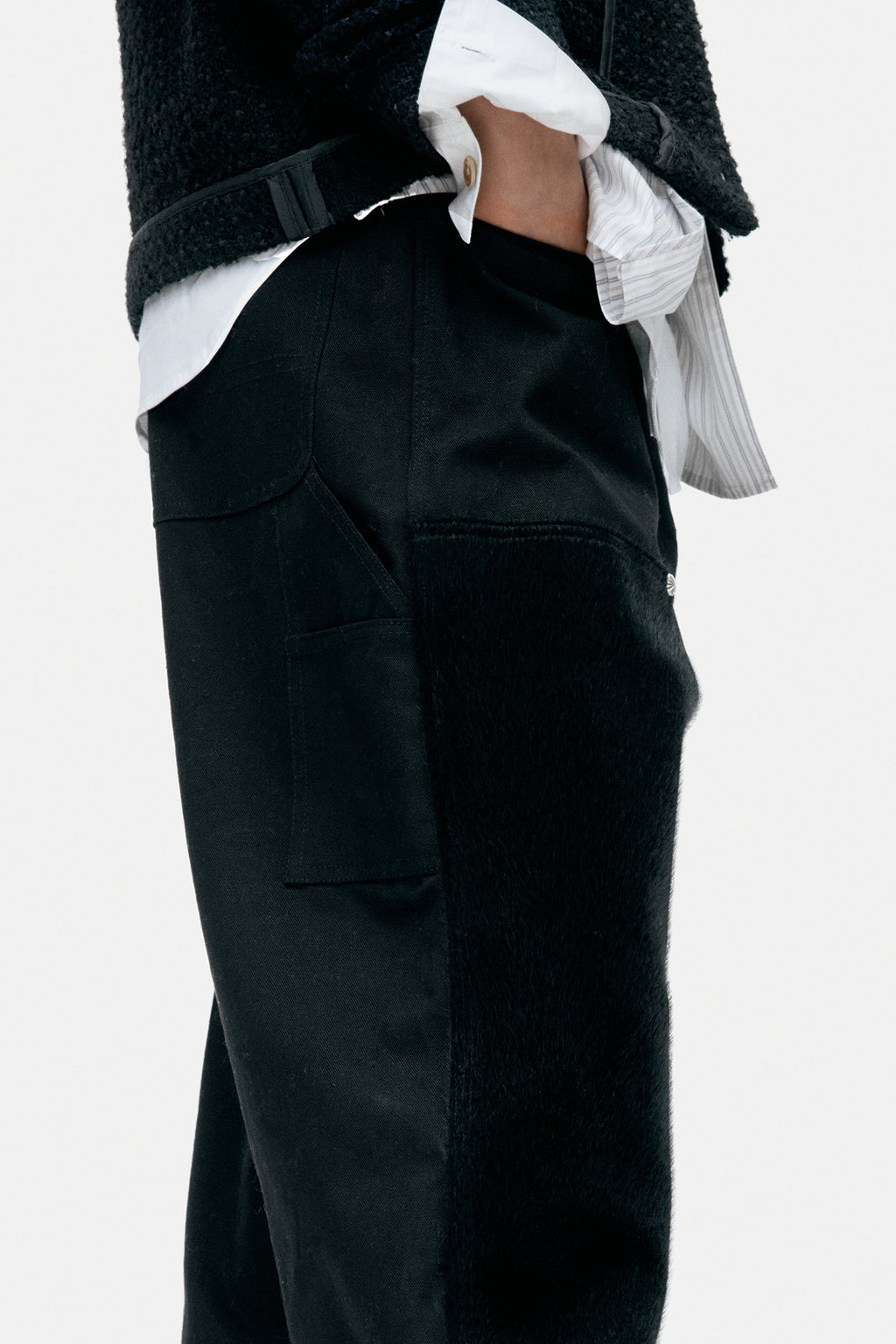 Andersson Bell - Faux Pony Hair Leather Carpenter Wide-Leg Jeans (Black) product image 5 | TRAB K-Fashion Australia