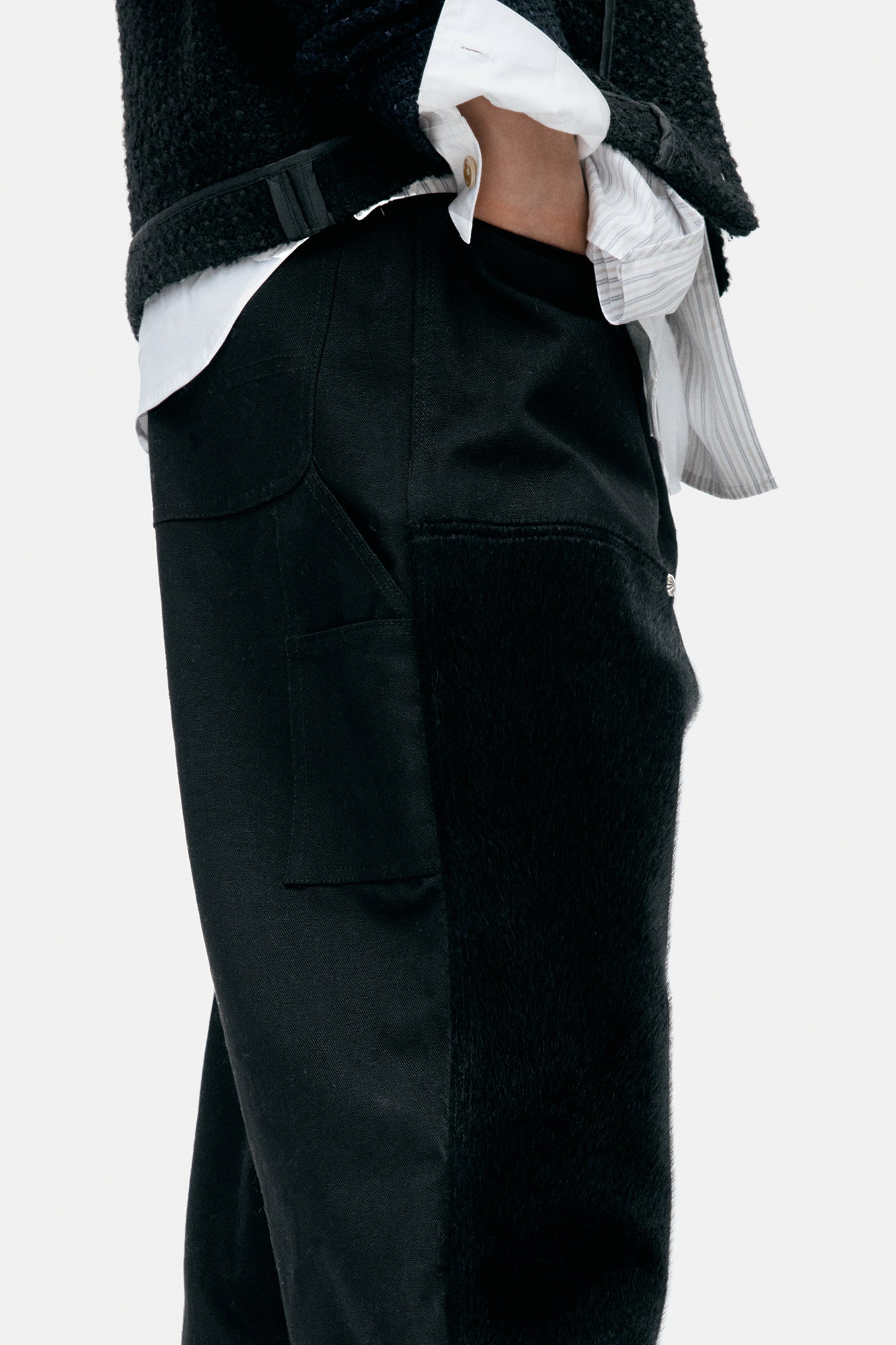 Andersson Bell - Faux Pony Hair Leather Carpenter Wide-Leg Jeans (Black) product image 5 | TRAB K-Fashion Australia