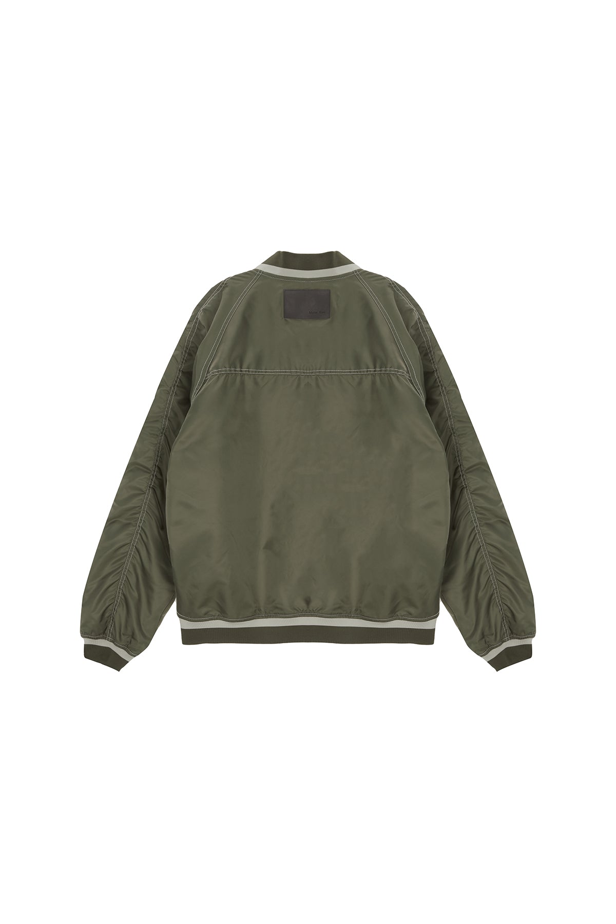 Matin Kim - Raglan Stitch Varsity Jumper (Khaki) product image 2 | TRAB K-Fashion Australia