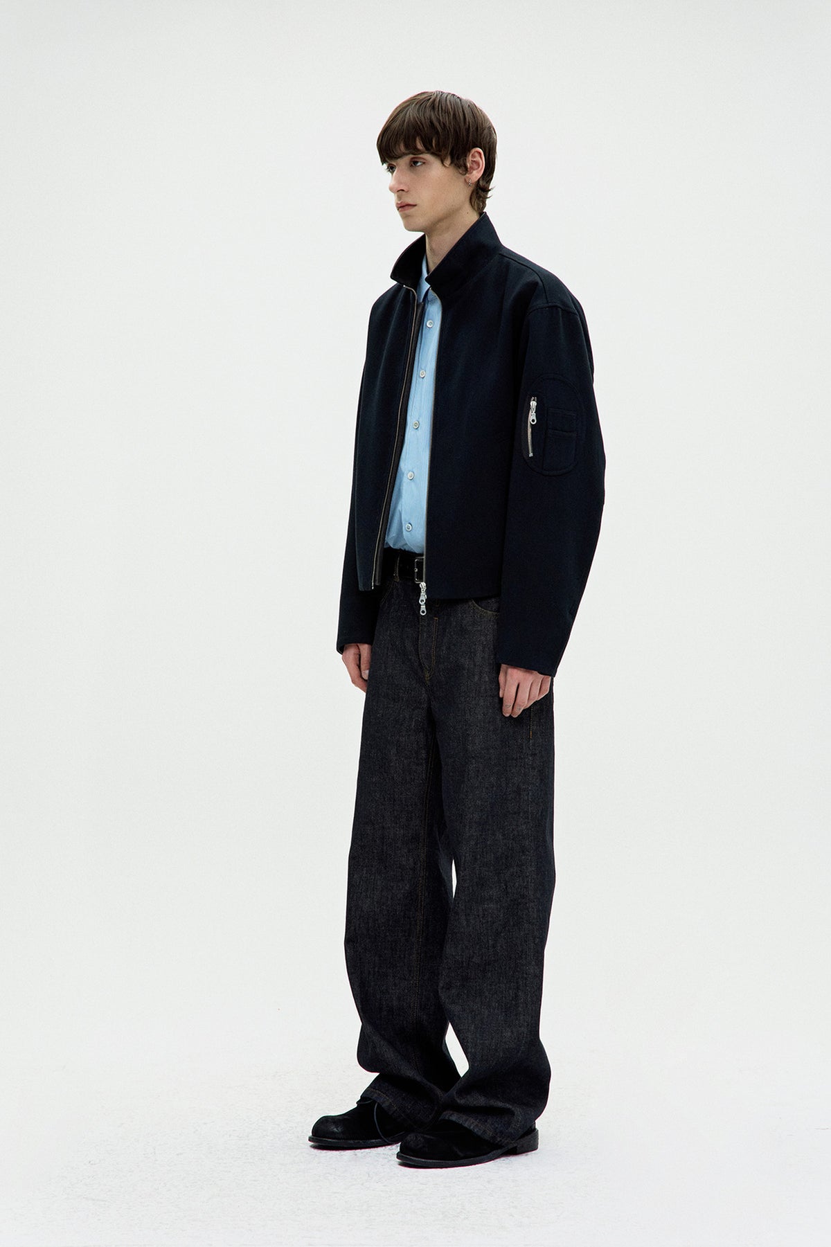 Coor - Pilot Leather Collar Jumper (Dark Navy) product image 3 | TRAB K-Fashion Australia