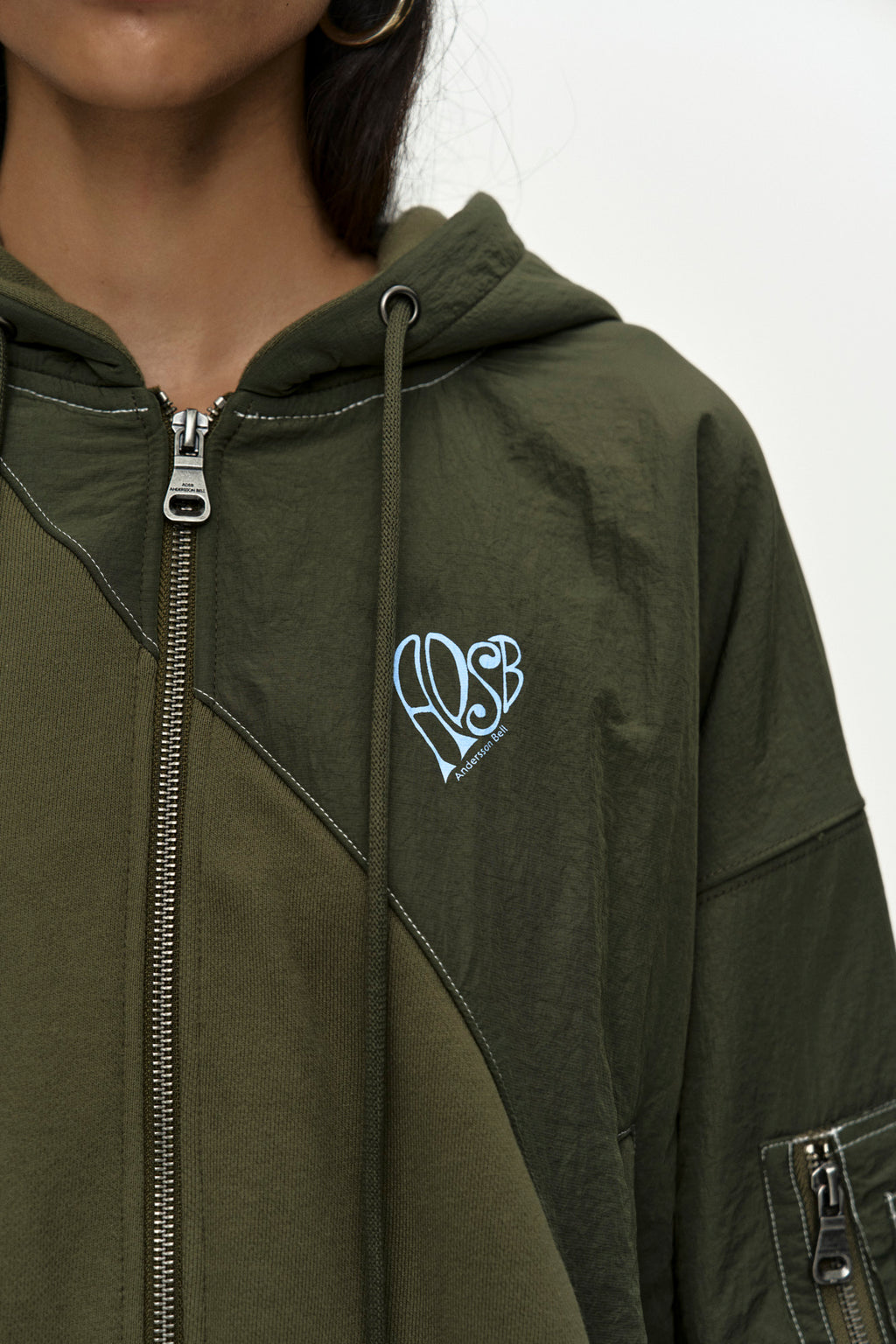 Andersson Bell - Patchwork Ma-1 Hoodie Zip Up (Khaki) product image 5 | TRAB K-Fashion Australia