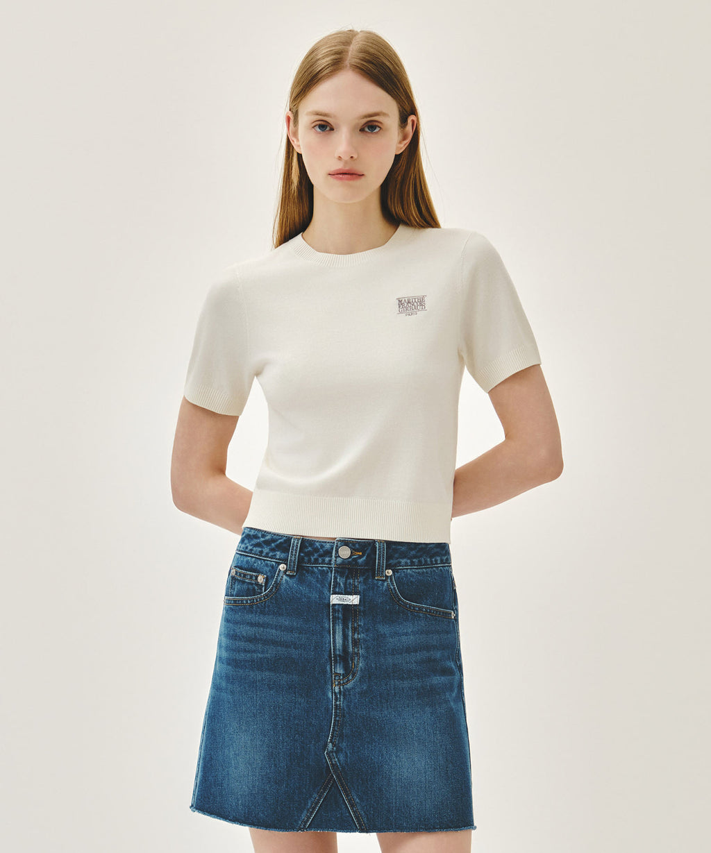 Marithe & Francois Girbaud - Small Classic Logo Half Knit Pullover (Ivory) product image 1 | TRAB K-Fashion Australia