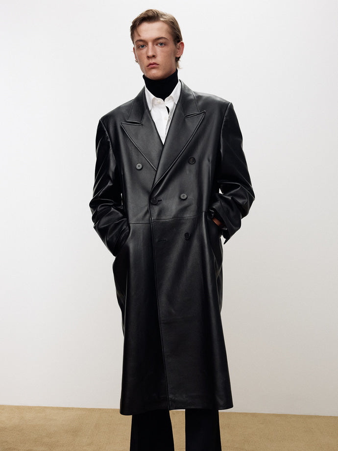 Tonywack - Nappa Leather Double-Breasted Coat (Black) product image 7 | TRAB K-Fashion Australia