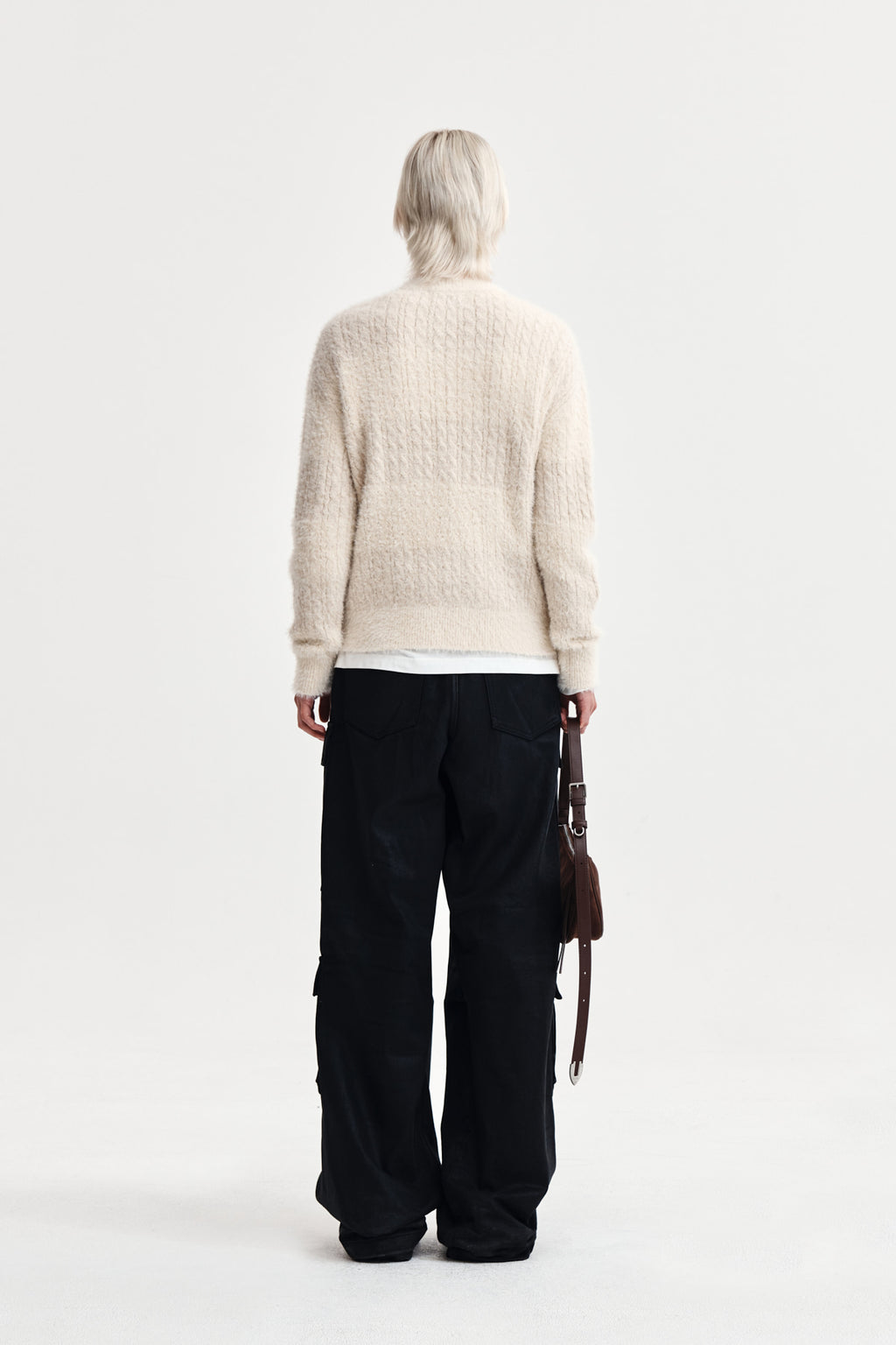 Matin Kim - Hairy Cable Knit Pullover (Light Beige) product image 7 | TRAB K-Fashion Australia