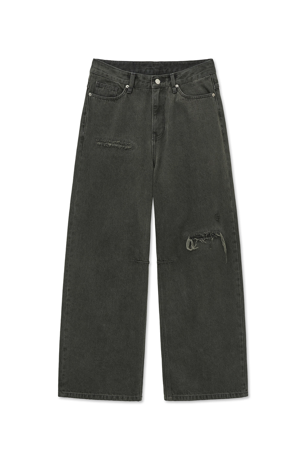 Matin Kim - Back Logo Wide Denim Pants (Charcoal) product image 1 | TRAB K-Fashion Australia