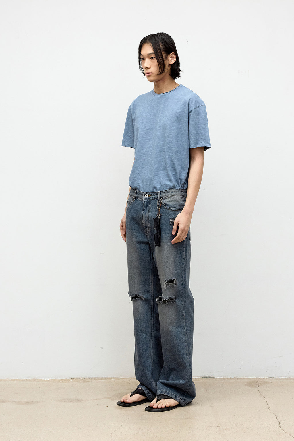 Coor - Low-Cut Cotton Slub T-Shirt (Airy Blue) product image 3 | TRAB K-Fashion Australia