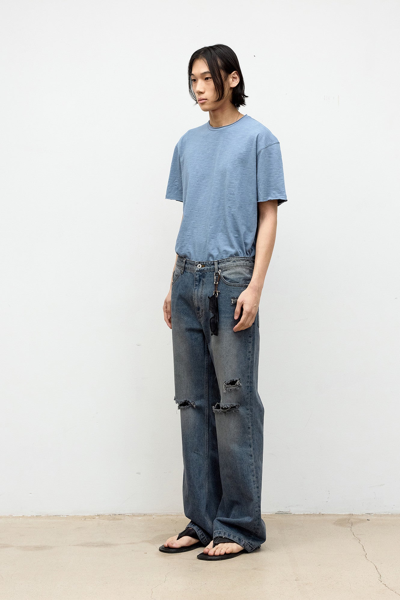 Coor - Low-Cut Cotton Slub T-Shirt (Airy Blue) product image 3 | TRAB K-Fashion Australia
