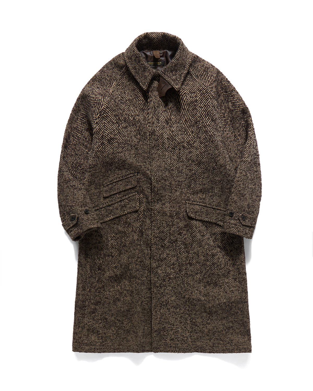 Eastlogue - Highland Balmacaan Coat (D.brown Herringbone Wool) product image 1 | TRAB K-Fashion Australia