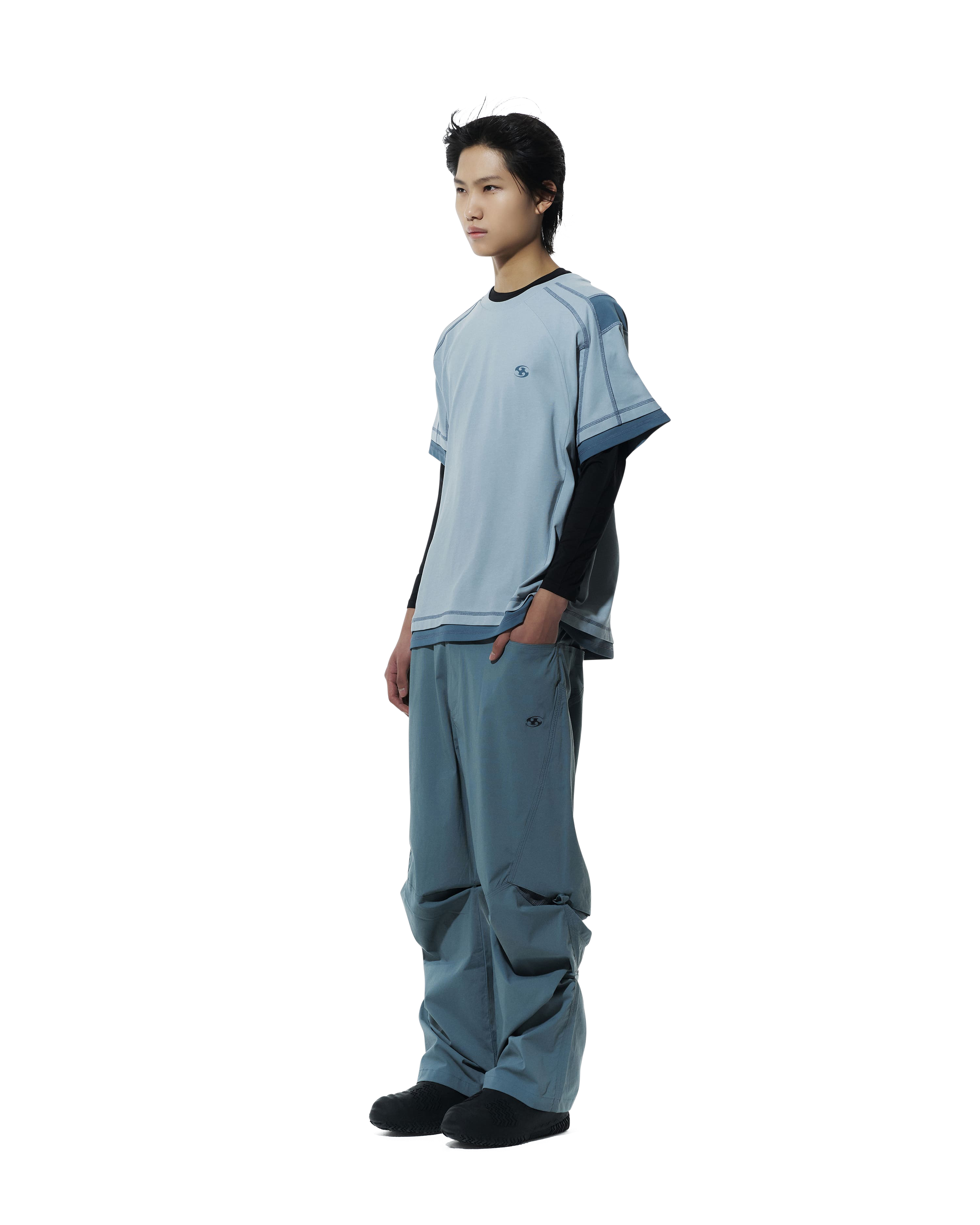 San San Gear - Mesh Paneled T-Shirt (Sky Blue) product image 2 | TRAB K-Fashion Australia