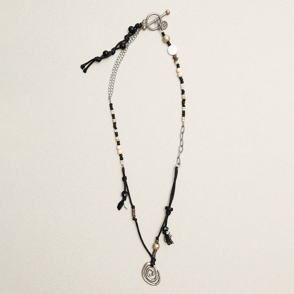 Towtow Archive - Spiral Mixed Beads Necklace (Black) product image 1 | TRAB K-Fashion Australia
