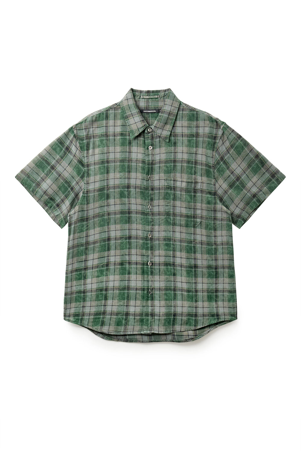 Hatchingroom - Arrow Shirt Over Dyed Bleached Check (Green) product image 1 | TRAB K-Fashion Australia