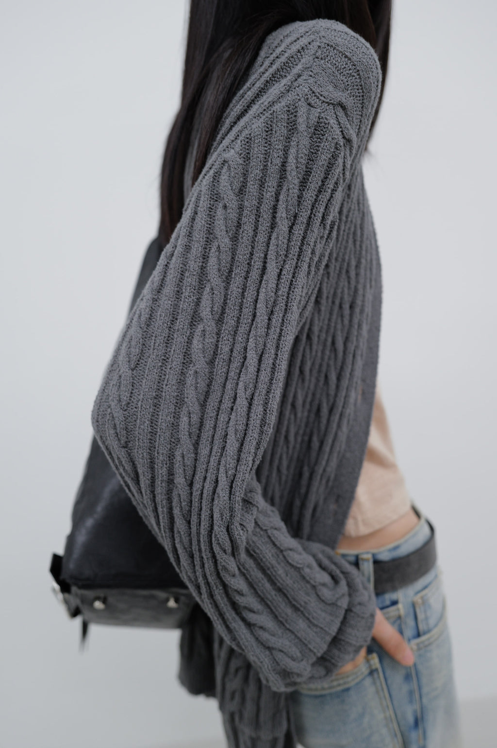 Deinet - Deinet Cable Cardigan (Charcoal) product image 14 | TRAB K-Fashion Australia