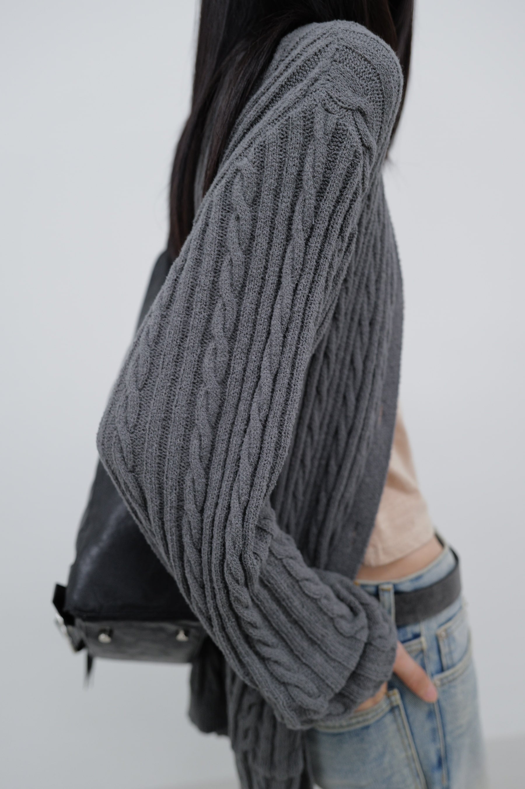 Deinet - Deinet Cable Cardigan (Charcoal) product image 14 | TRAB K-Fashion Australia
