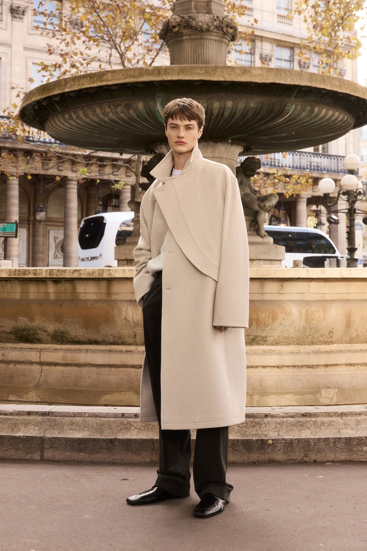 STU - Layered Lapel Coat In (Ivory) product image 1 | TRAB K-Fashion Australia