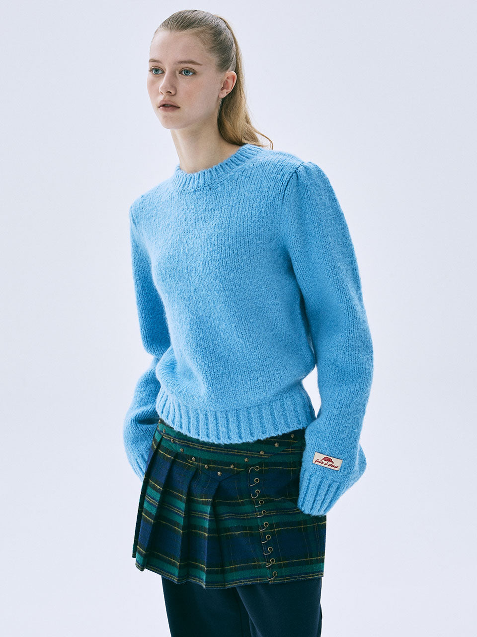 Mardi Mercredi - Wool Blended Pullover Puff Sleeve (Blue) product image 1 | TRAB K-Fashion Australia