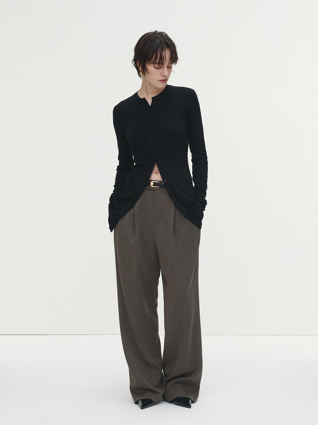 Tonywack - Light Wool Pleated Wide Trousers (Beige Taupe) product image 1 | TRAB K-Fashion Australia