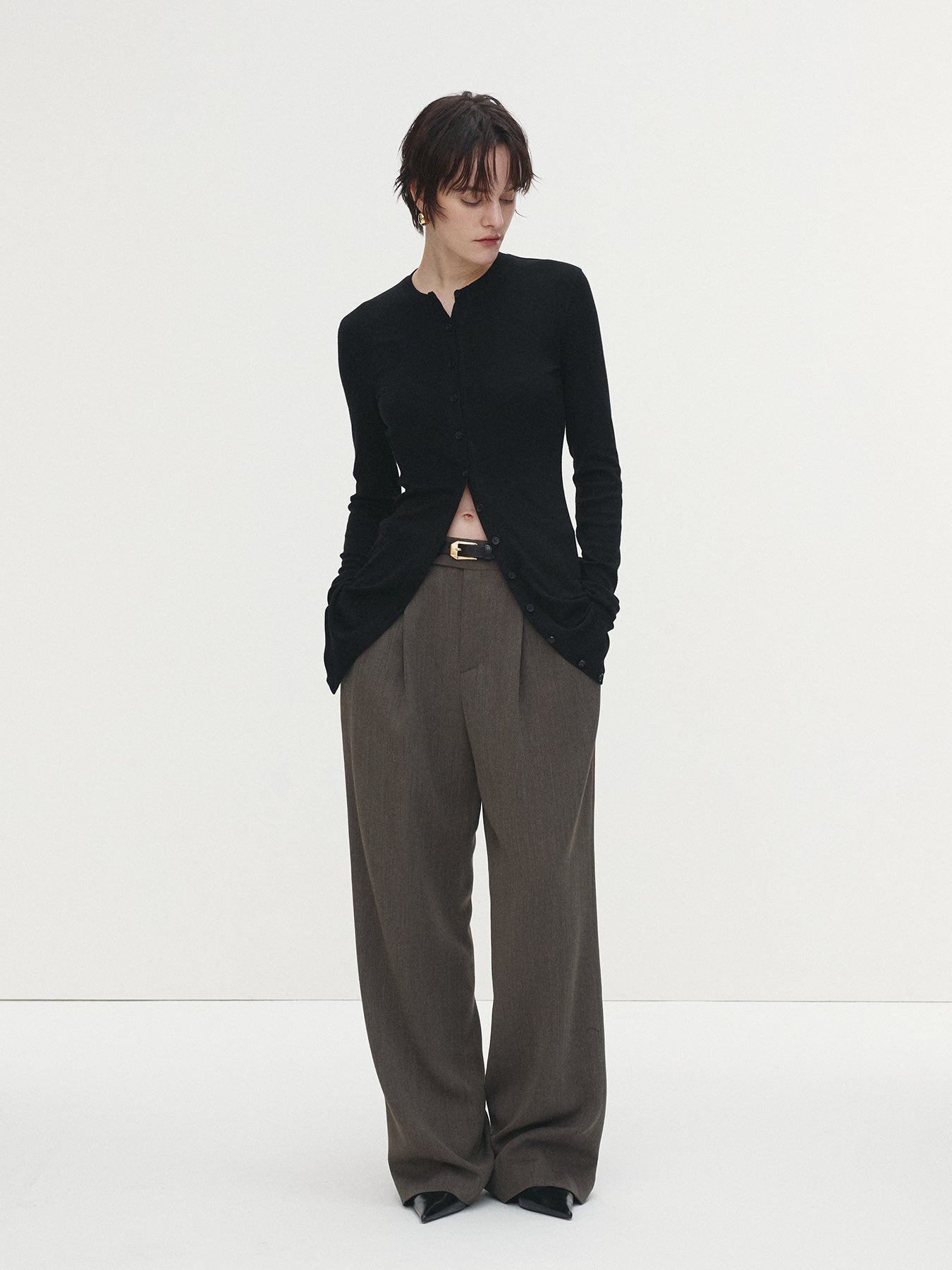 Tonywack - Light Wool Pleated Wide Trousers (Beige Taupe) product image 1 | TRAB K-Fashion Australia