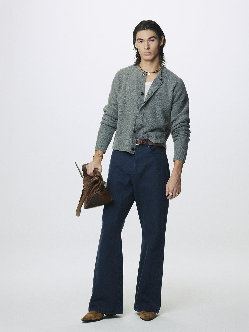 Tonywack - Placket Button Down Knit Cardigan (Melange Grey) product image 4 | TRAB K-Fashion Australia