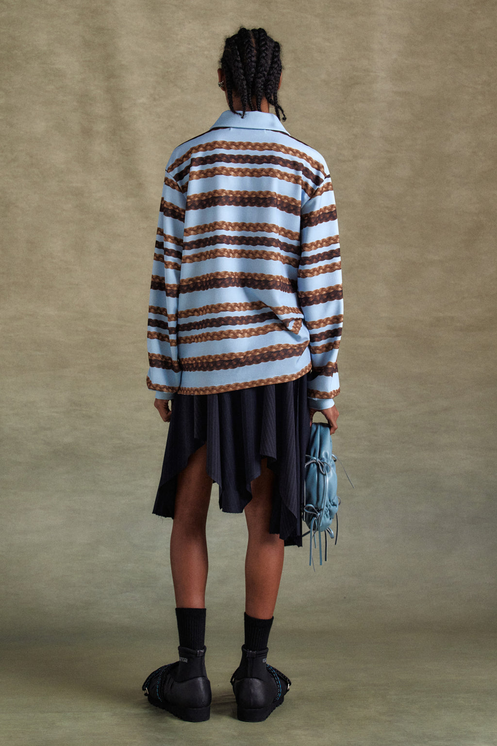 Andersson Bell - Hair Braid Stripe Collar T-Shirt (Blue) product image 2 | TRAB K-Fashion Australia