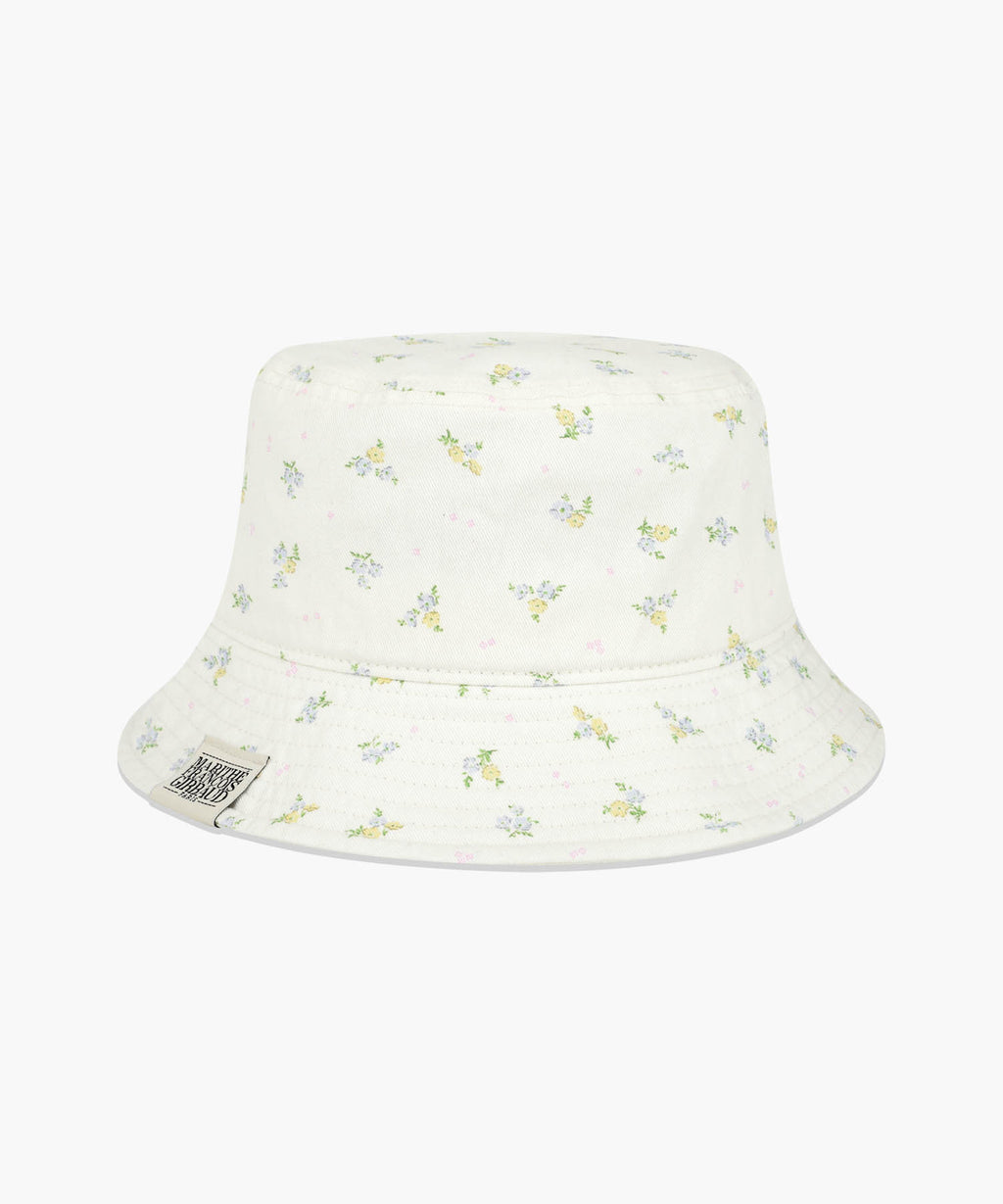 Marithe & Francois Girbaud - Classic Logo Flower Bucket Hat (Ivory) product image 1 | TRAB K-Fashion Australia