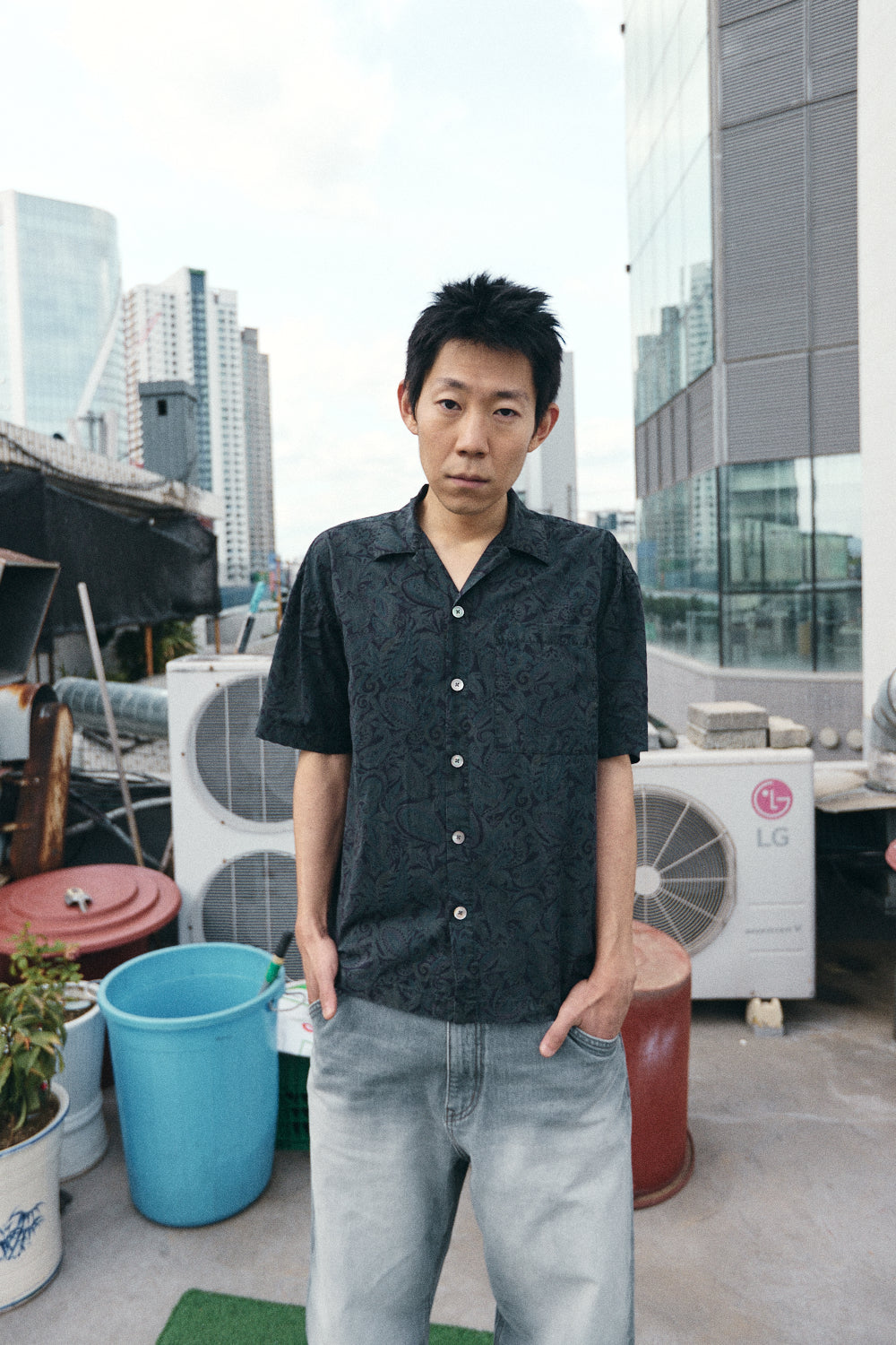 Hatchingroom - Box Shirt Dyed Paisley (Charcoal) product image 5 | TRAB K-Fashion Australia