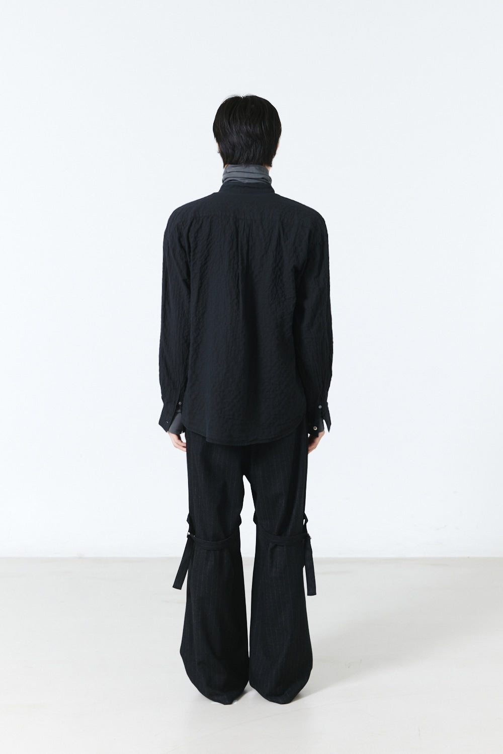 Hatchingroom - Band Collar Shirt Pin Check Dyed (Charcoal) product image 11 | TRAB K-Fashion Australia