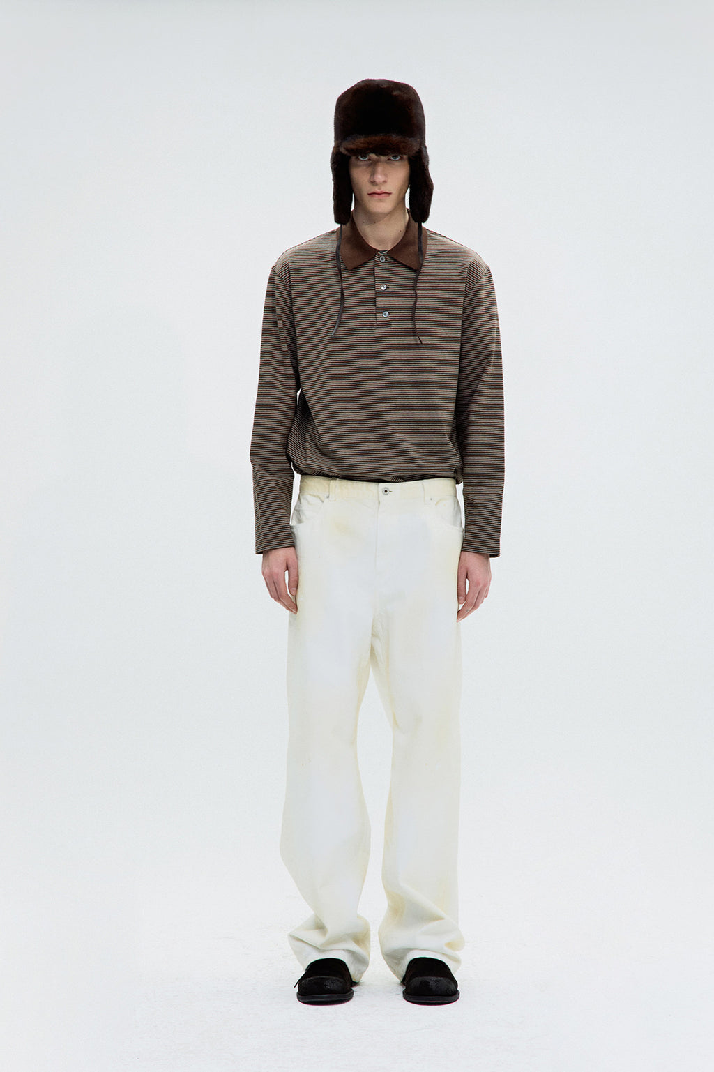 Coor - Multi Pin Pique Polo Long Sleeve (Brown) product image 2 | TRAB K-Fashion Australia