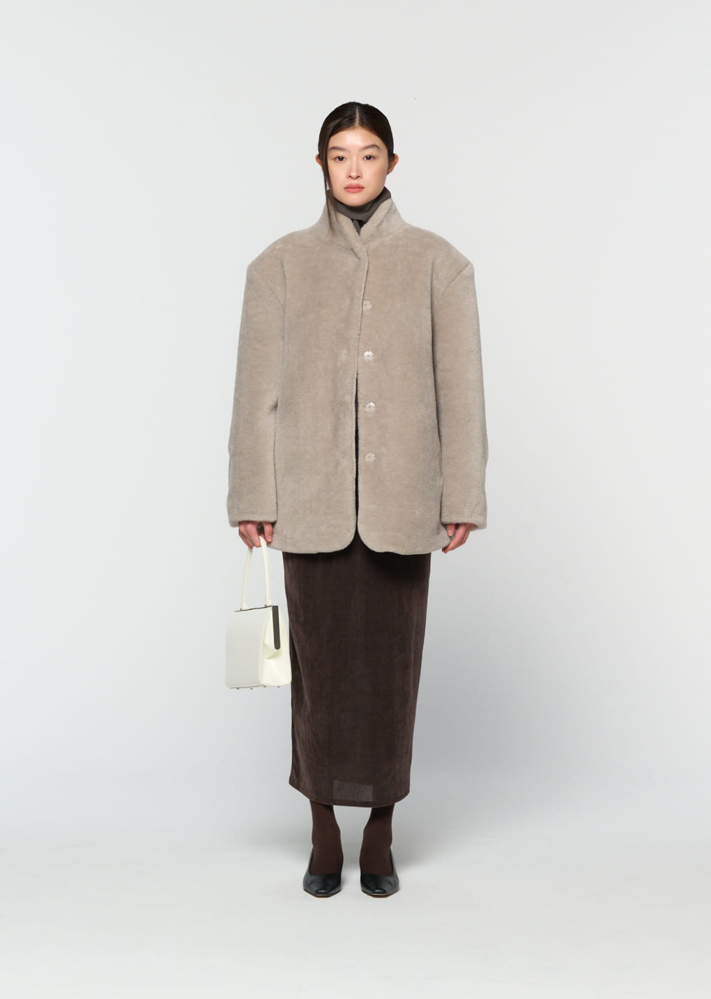 Amomento - shearling mid jacket (Grey) product image 2 | TRAB K-Fashion Australia