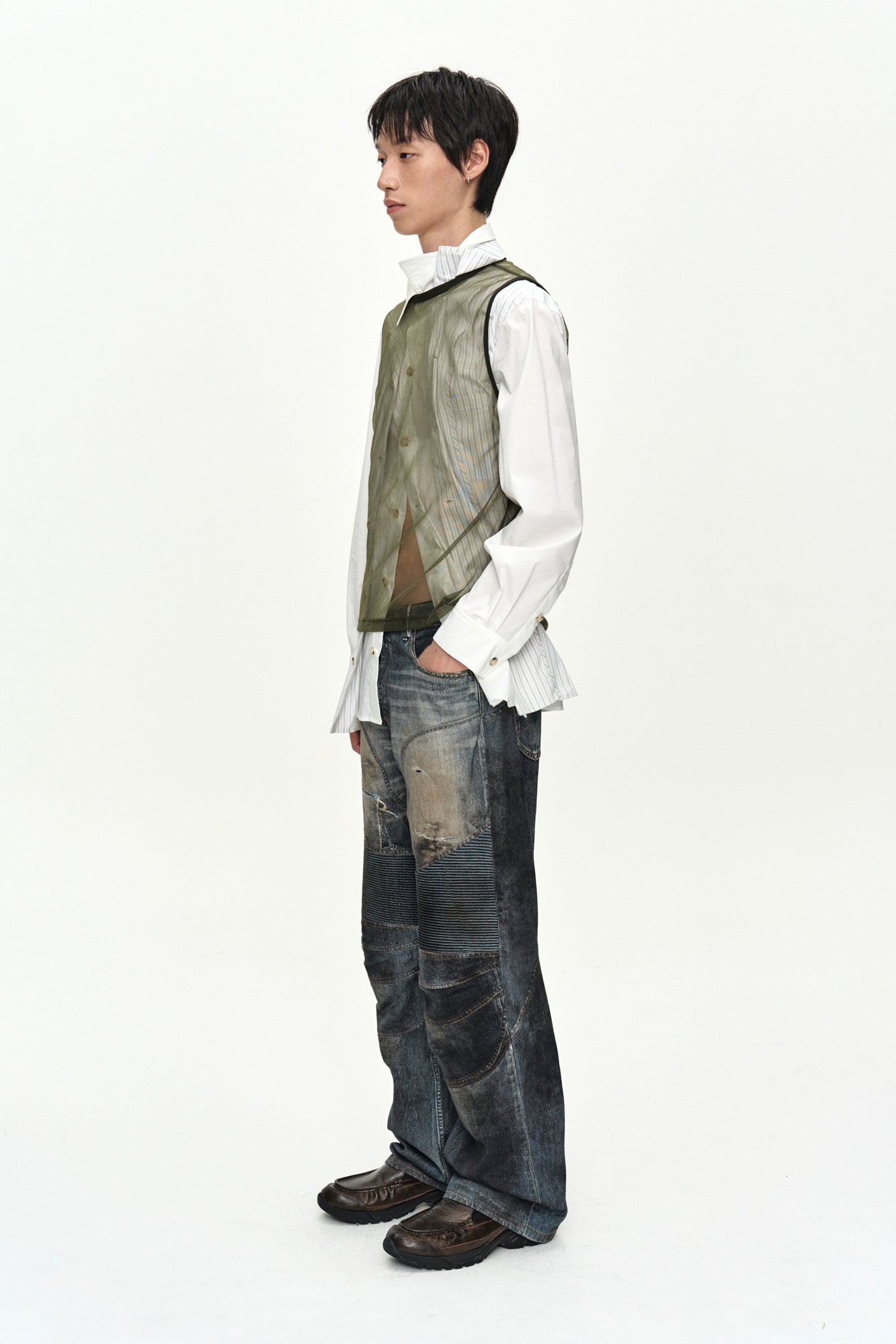 Andersson Bell - [Pre-Order – Ships August 7] Denim Trompe-L'oeil Graphic Biker Jeans (Mid Blue) product image 12 | TRAB K-Fashion Australia
