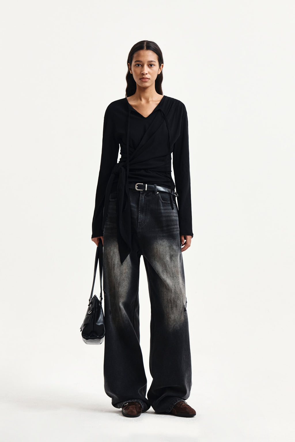 Matin Kim - Tied Drapery Top (Black) product image 8 | TRAB K-Fashion Australia