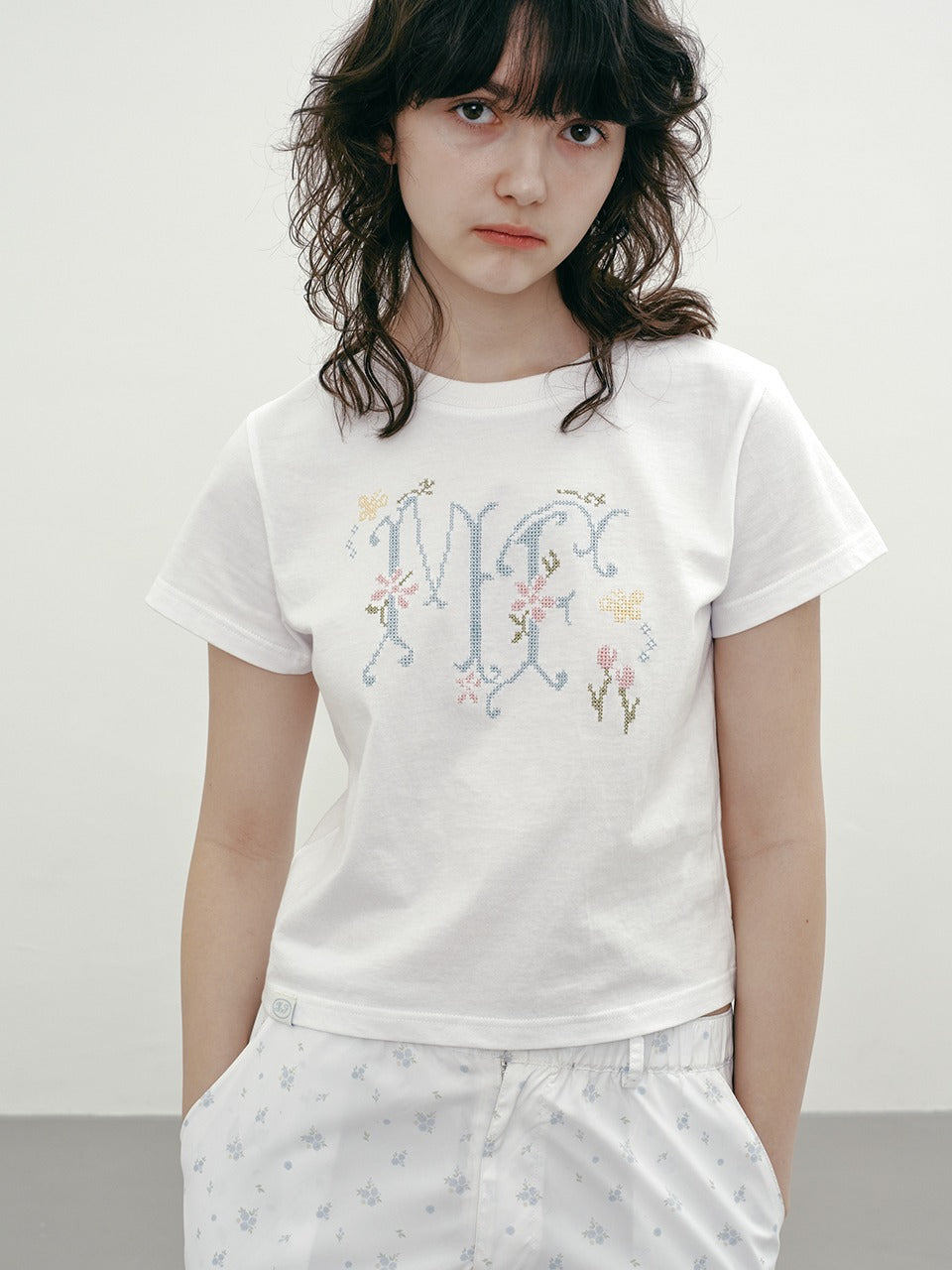 Margarin Fingers - Cross Stitch Logo T-Shirt (White) product image 1 | TRAB K-Fashion Australia