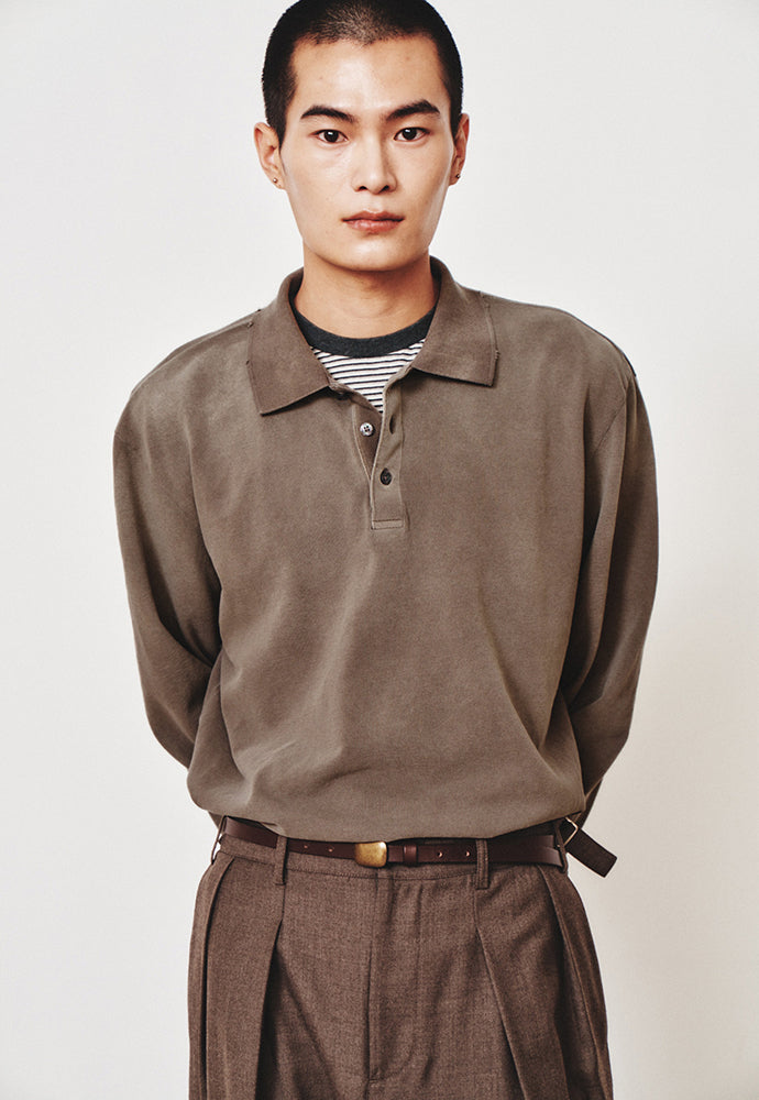 Art if acts - Damaged Pique Polo Shirt (Mud Brown) product image 4 | TRAB K-Fashion Australia