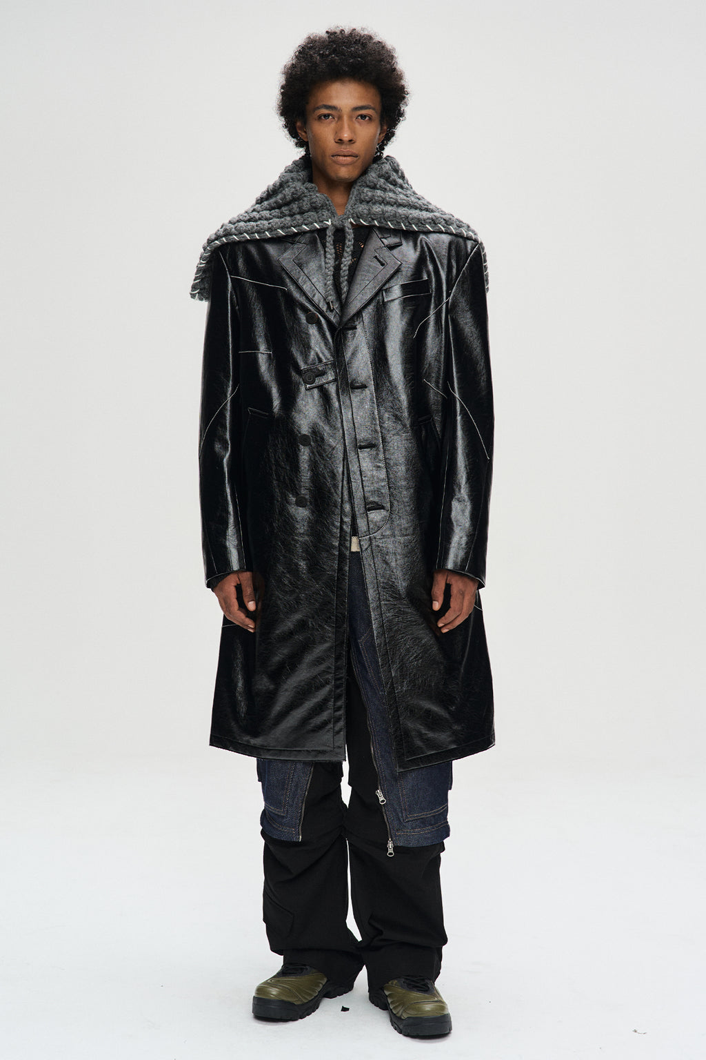 Andersson Bell - Chunky Wool-Blend Hand Knitted Scarf (Grey) product image 2 | TRAB K-Fashion Australia