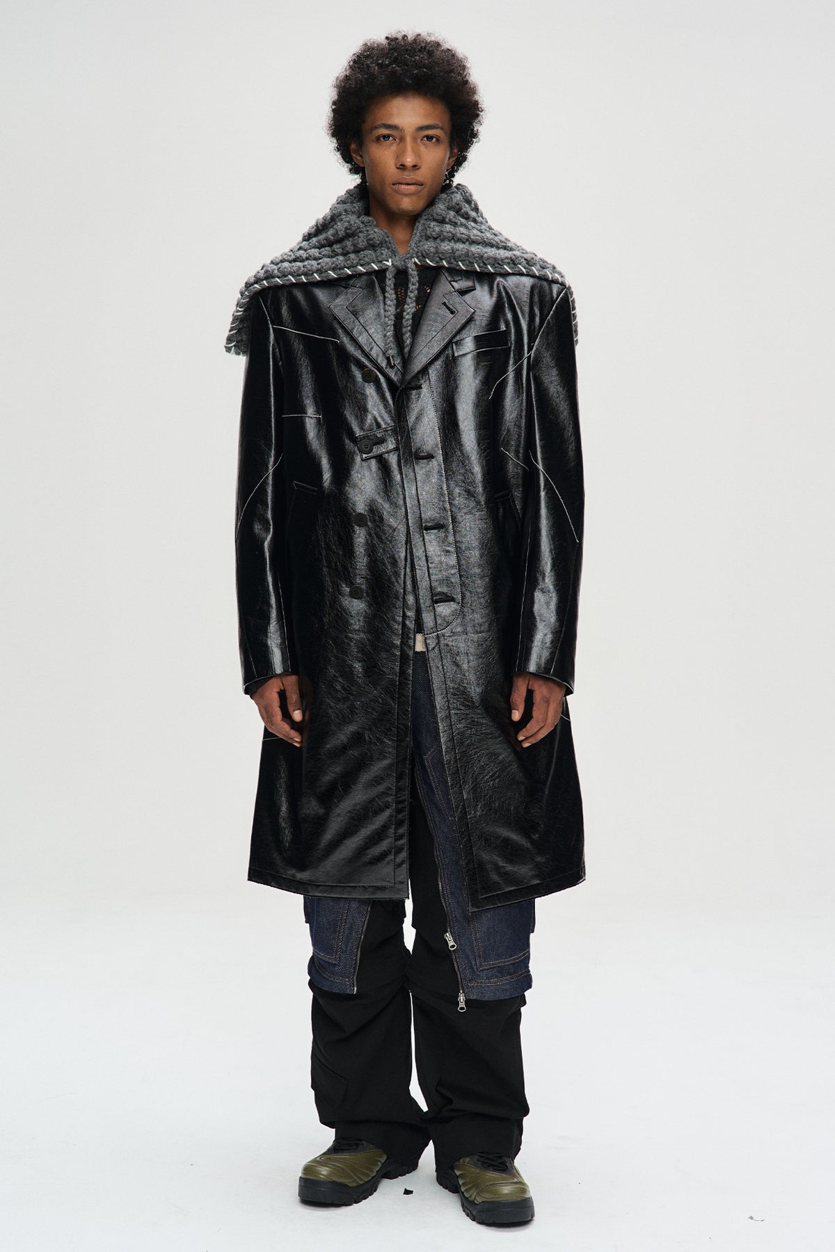 Andersson Bell - Chunky Wool-Blend Hand Knitted Scarf (Grey) product image 2 | TRAB K-Fashion Australia
