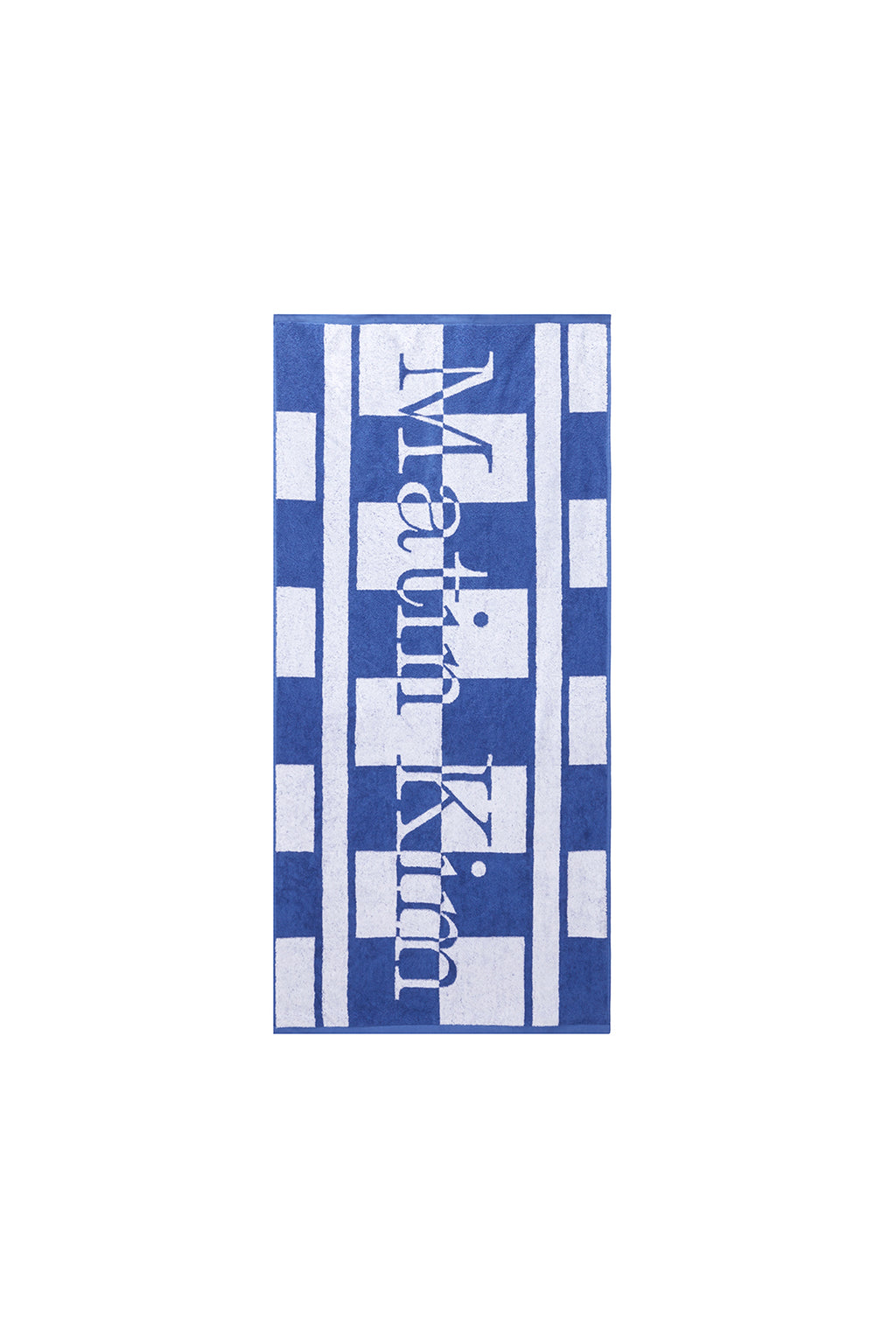 Matin Kim - Logo Checkboard Beach Towel (Blue) product image 1 | TRAB K-Fashion Australia