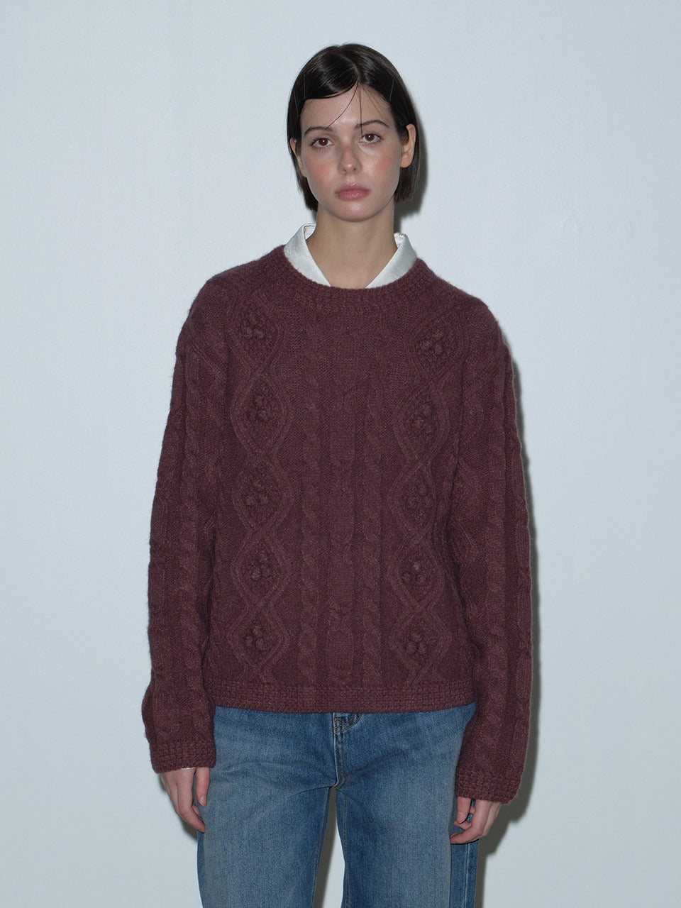 Margarin Fingers - Argyle Pompom Knit (Purple) product image 1 | TRAB K-Fashion Australia