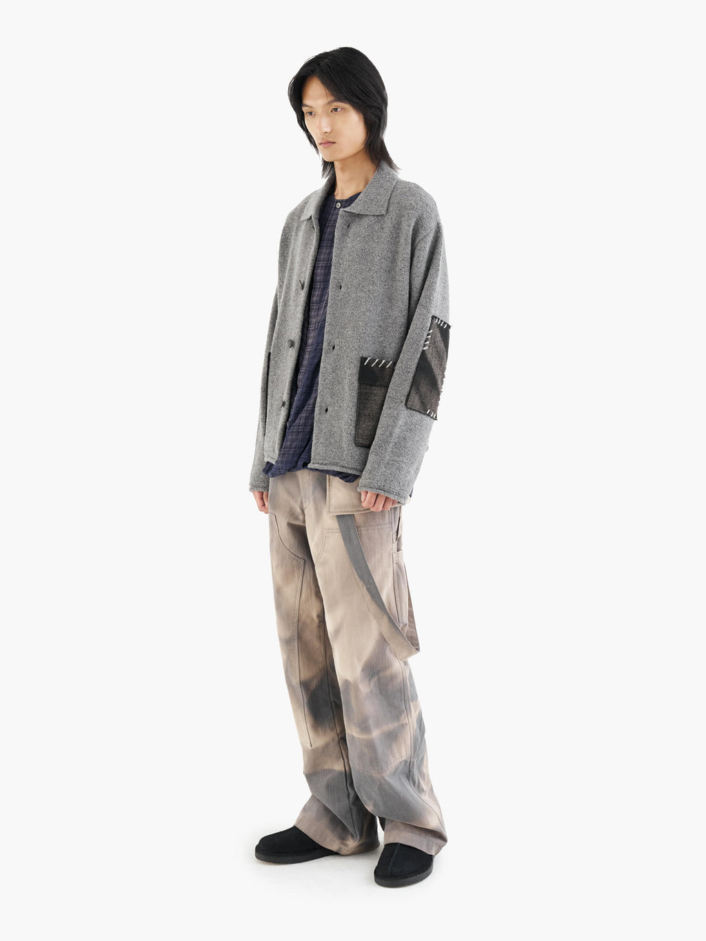 Jiyong Kim - Sun-Bleached Pocket Knit Cardigan (Grey) product image 1 | TRAB K-Fashion Australia