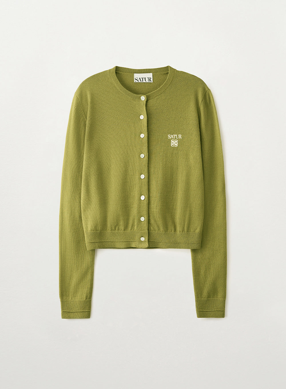 Satur - [LeeMinjung Pick] (W) Loren Basic Crewneck Fine Cardigan (Olive Green) product image 2 | TRAB K-Fashion Australia