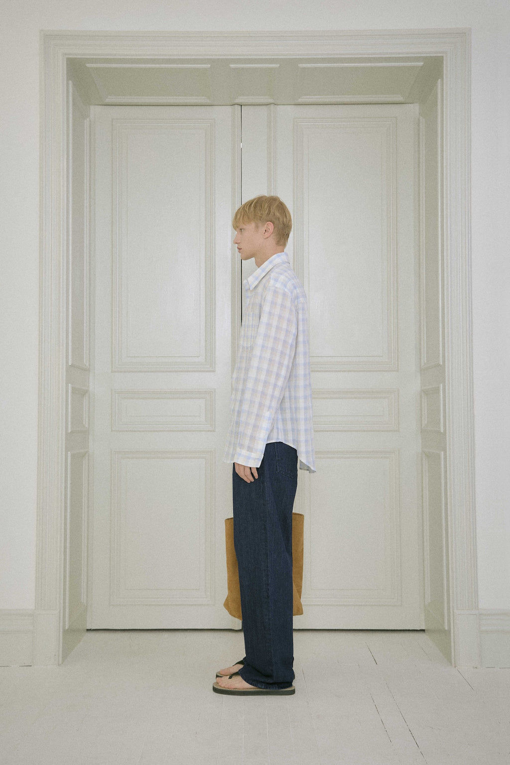 STU - Embroidery Check Shirt Sky (Blue) product image 3 | TRAB K-Fashion Australia