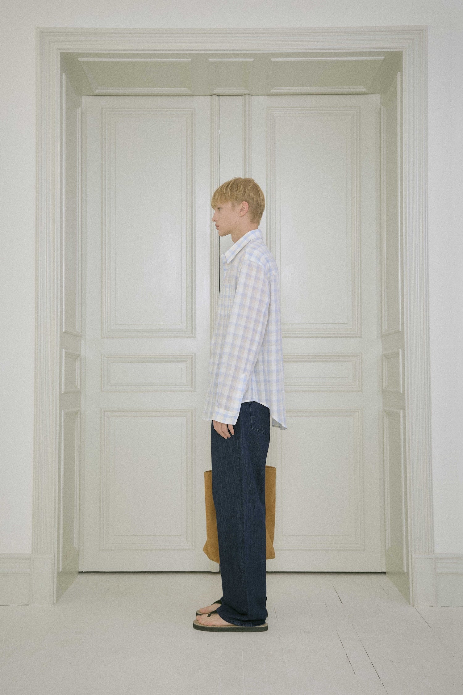 STU - Embroidery Check Shirt Sky (Blue) product image 3 | TRAB K-Fashion Australia