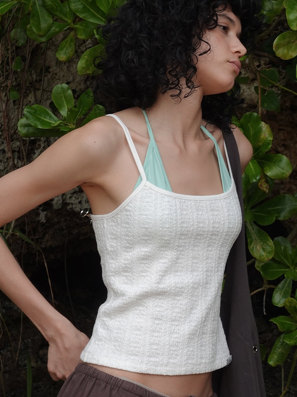Kijun - Crinkled Knit Tank Top (Off-White) product image 6 | TRAB K-Fashion Australia