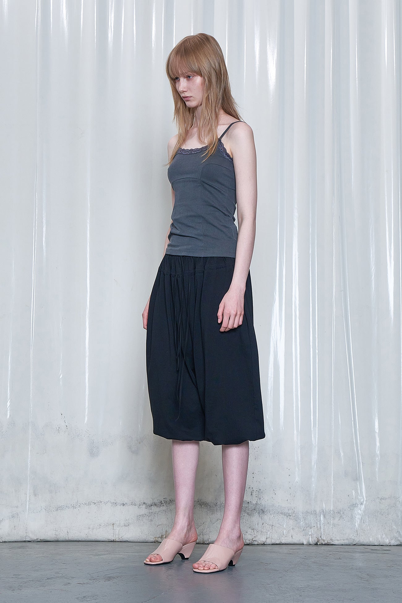 Deinet - Lace Curve Cami Top (Charcoal) product image 2 | TRAB K-Fashion Australia