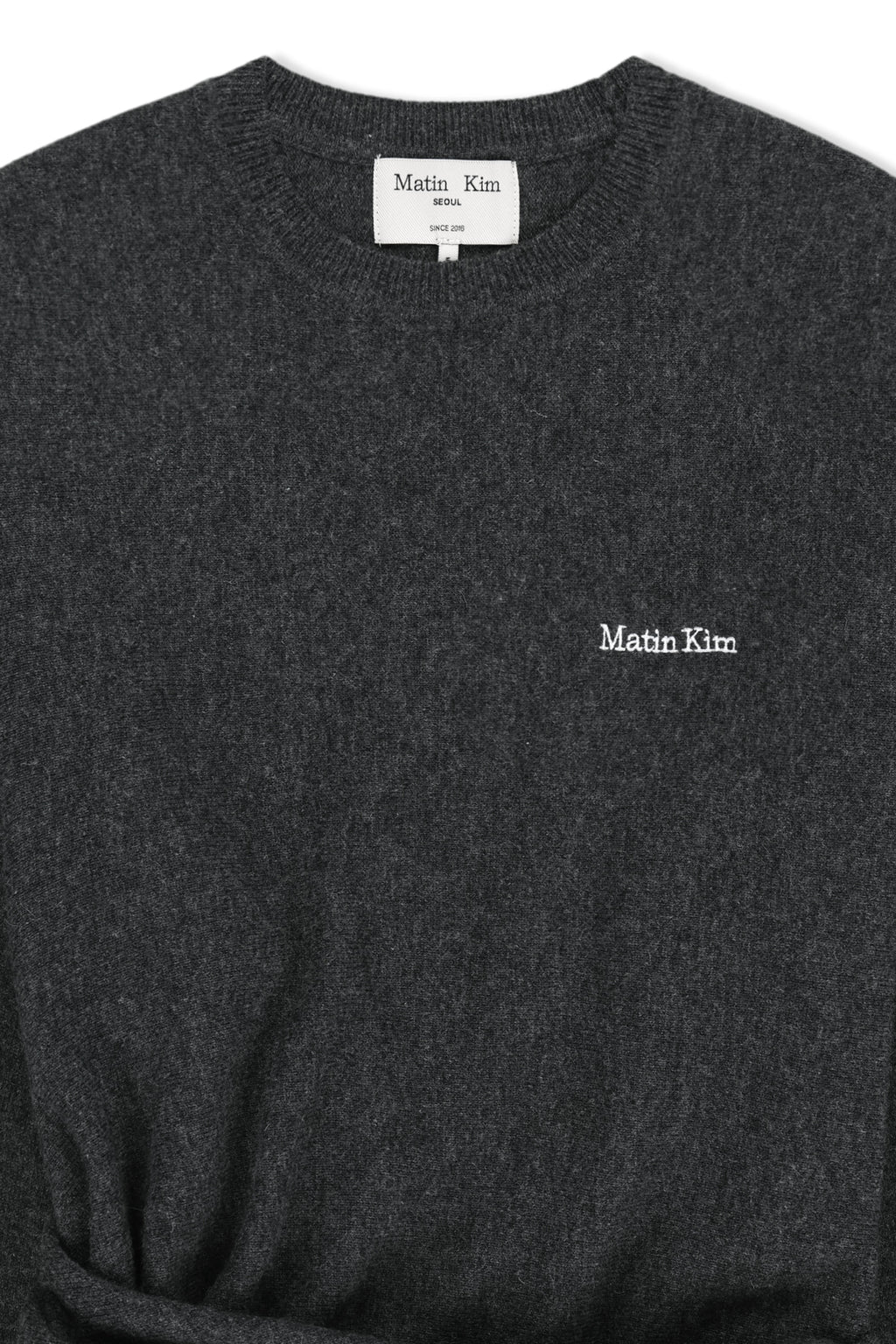 Matin Kim - Wrap Tie Knit Pullover (Charcoal) product image 3 | TRAB K-Fashion Australia