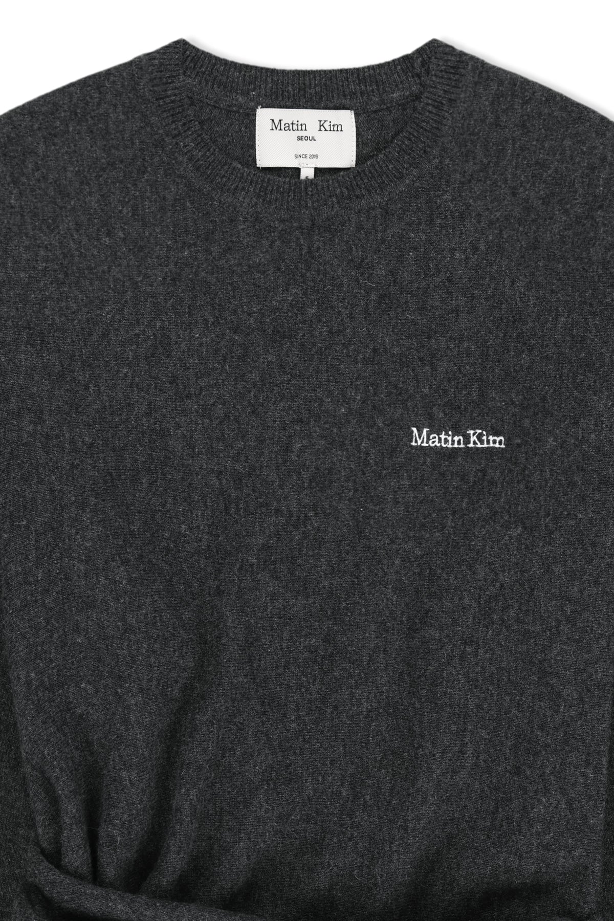 Matin Kim - Wrap Tie Knit Pullover (Charcoal) product image 3 | TRAB K-Fashion Australia