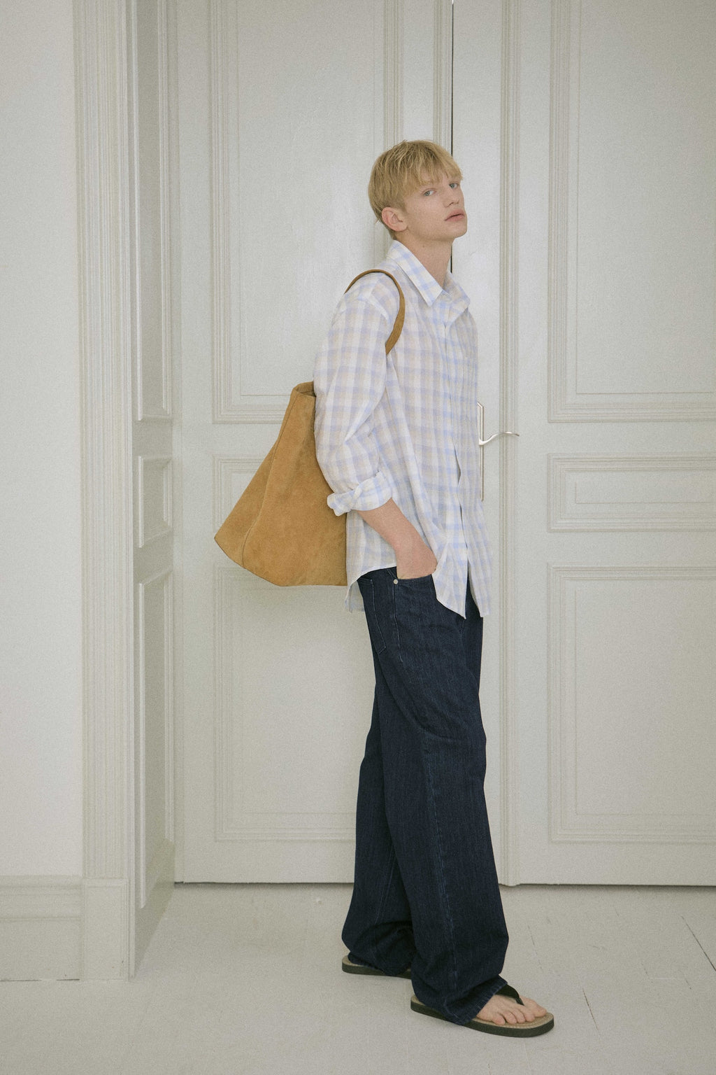 STU - Embroidery Check Shirt Sky (Blue) product image 13 | TRAB K-Fashion Australia