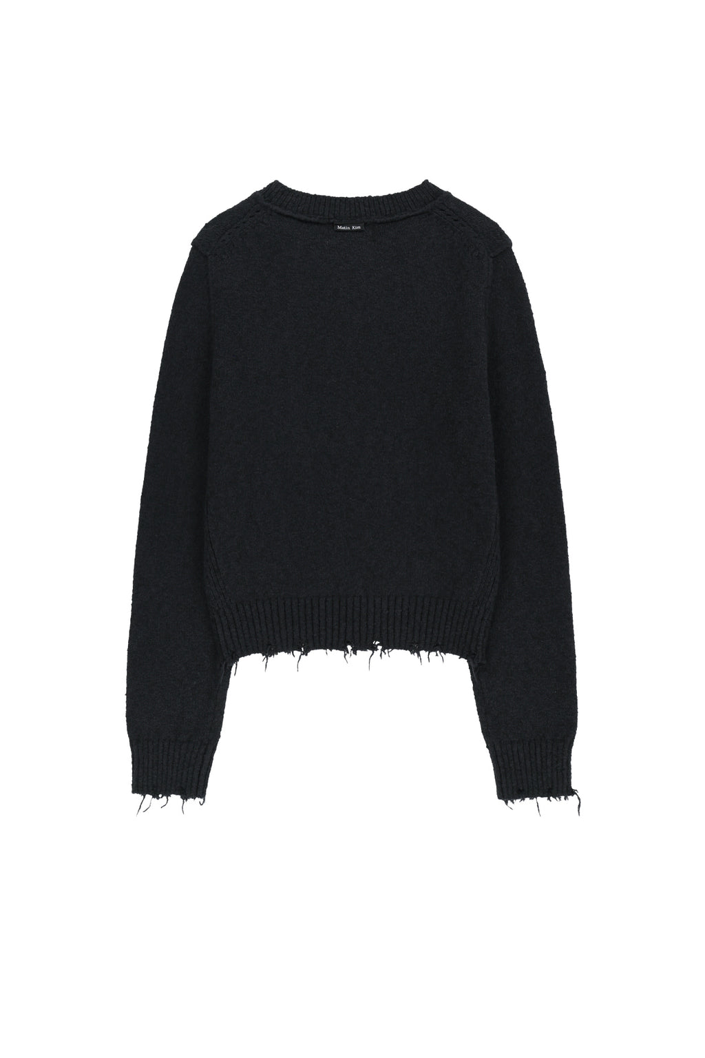 Matin Kim - Distressed Hem V Neck Knit Pullover (Dark Navy) product image 2 | TRAB K-Fashion Australia